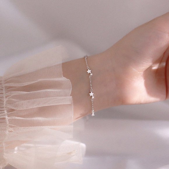 NEW Silver Dainty Pave Zircon Link Chain Bracelet - Picture 6 of 8